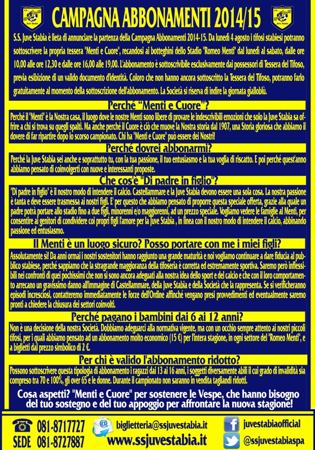 Campagna Abbonamenti 2014-2015: "Menti e Cuore"